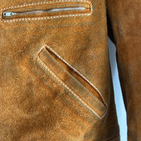 Vintage Tokens suede leather faux fur lined western rodeo rancher jacket sz L - Picture 5 of 10